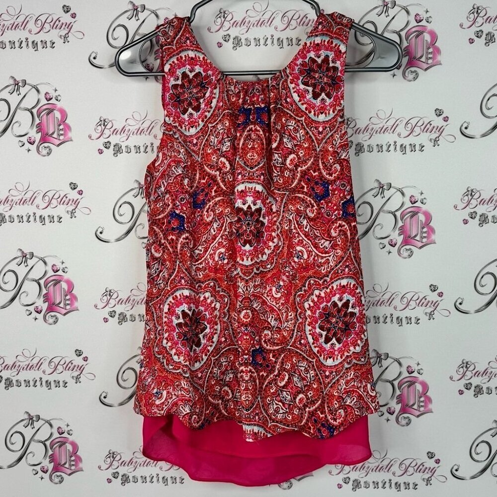 Rose & Olive tank top boho pink orange Red Paisley Tank Top Aztec floral